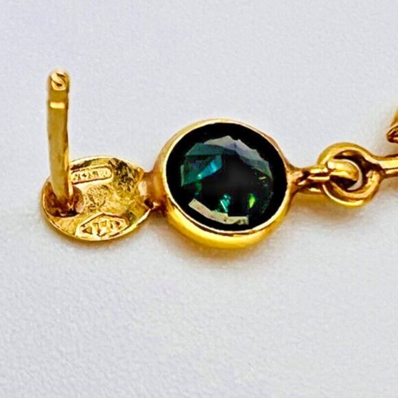 ❌SOLD❌ 18k Yellow Gold Sapphire & CZ Leaf Post Back Earrings 3.4g - Picture 4 of 5